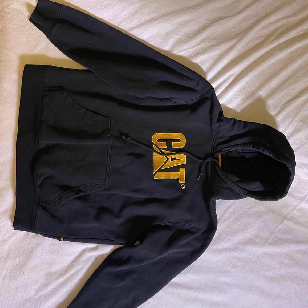 CAT Black Hoodie with Gold Logo - L